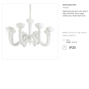 Candelabru elegant cu 8 brate BON BON SP8 BIANCO 094007 56576 universul-luminii.ro
