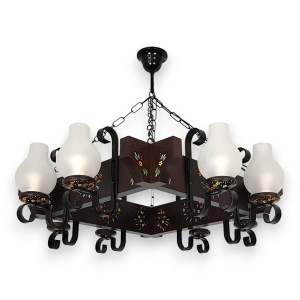 Candelabru fabricat manual din lemn pictat Queen 8L 151166 universul-luminii.ro