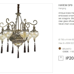 Candelabru LUX design clasic cu 6 brate, din alama finisaj antichizat, HAREM SP9 116006 61926 universul-luminii.ro