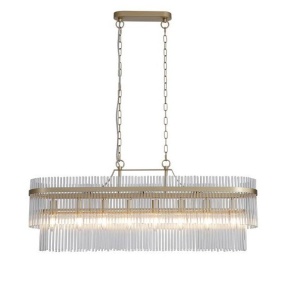 Candelabru oval modern metal auriu, tije din sticla Lara