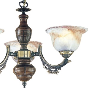 Candelabru rustic cu 3 brate design italian din alama cu lemn 2801 105646 universul-luminii.ro
