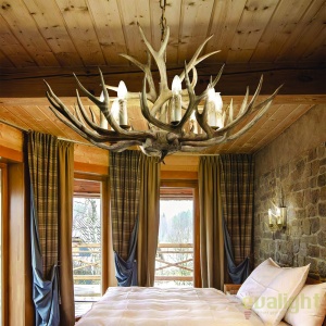 Candelabru rustic cu brate in forma de coarne de cerb, fabricat manual, CHALET SP8 115504 - Img 4