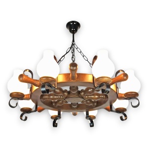 Candelabru rustic fabricat manual din lemn 8 brate Timona WOOD-TI-SP8D50 178086 universul-luminii.ro