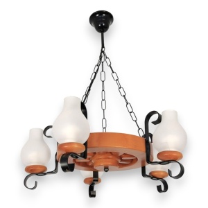 Candelabru rustic fabricat manual din lemn diam.30cm, 5 brate Roata WOOD-RO-SP5D30 178036 universul-luminii.ro