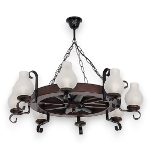 Candelabru rustic fabricat manual din lemn diam.50cm, 8 brate Roata WOOD-RO-SP8D50