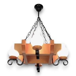 Candelabru rustic fabricat manual din lemn dim.50x50cm, 4 brate Queen WOOD-QU-SP4 577546 universul-luminii.ro