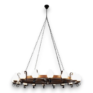 Candelabru rustic fabricat manual din lemn Roata 16L 198836 universul-luminii.ro