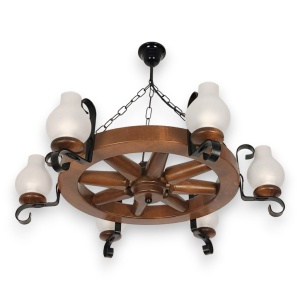 Candelabru rustic fabricat manual din lemn Roata 6L 183246 universul-luminii.ro
