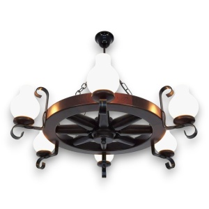Candelabru rustic fabricat manual din lemn Roata 6L - Img 20