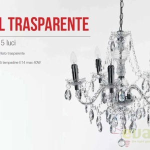 Candelabru stil clasic cu 5 brate JEWEL transparent 1585 FTP 65536 universul-luminii.ro
