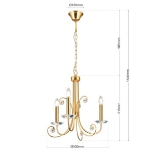 Candelabru stil clasic cu cristal K9 ARIANE 3L auriu 234916 universul-luminii.ro