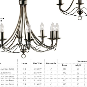 Candelabru traditional stil clasic Maypole argintiu 8L 6348-8SS SRT - Img 5