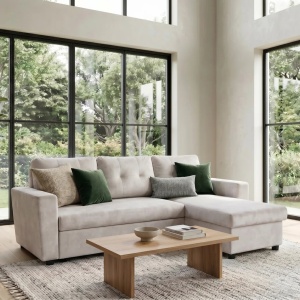 Coltar extensibil, catifea champagne beige, APARTMENT 205cm
