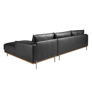 Coltar LUX 5 locuri design italian cu sezlong dreapta Cowhide black - Img 3