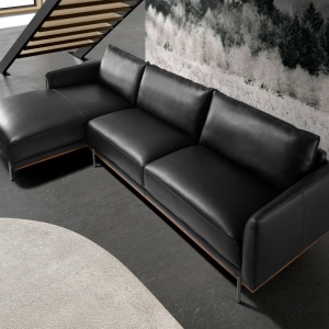 Coltar LUX 5 locuri design italian cu sezlong stanga Cowhide black - Img 6