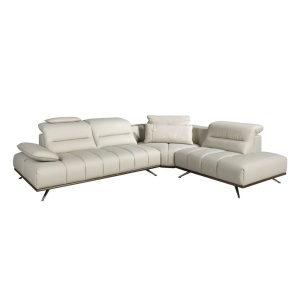 Coltar LUX design italian cu sezlong dreapta Cowhide gri deschis