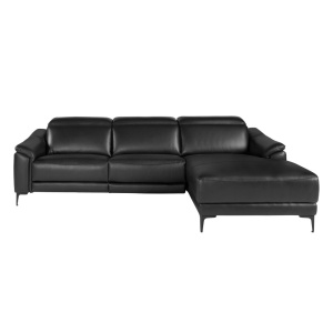 Coltar LUX design italian cu sezlong dreapta si functia relax Cowhide negru - Img 4