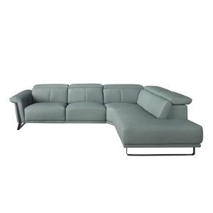 Coltar LUX design italian cu sezlong dreapta si functia relax Cowhide verde turcoaz - Img 3