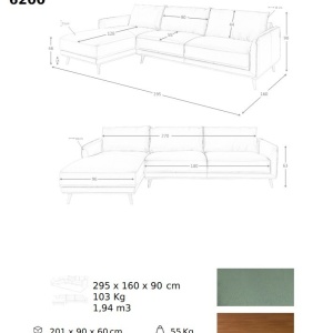 Coltar LUX design italian cu sezlong stanga Cowhide verde - Img 10