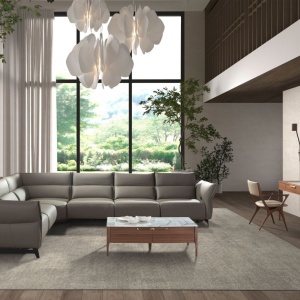 Coltar LUX design italian modular cu functia relax Cowhide gri inchis - Img 7