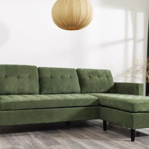 Coltar modern, Catifea raiata, Verde, STOCKHOLM 220cm - Img 11