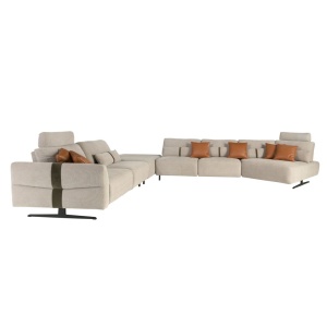 Coltar modular LUX design italian cu sezlong stanga Velvet sand - Img 9