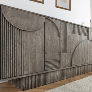 Comoda cu model optic 3D, Lemn, ART DECO 170cm - Img 9
