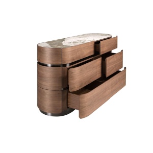 Comoda din furnir de nuc cu blat marmura portelanata Walnut - Img 3