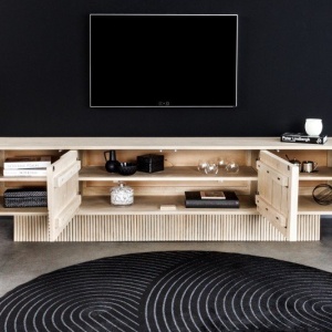 Comoda TV cu model optic 3D Art Deko 200cm Mango - Img 5