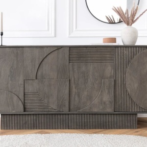 Comoda TV cu model optic 3D, Lemn mahon gri, ART DECO 170cm - Img 7