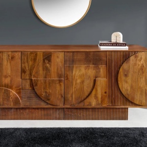 Comoda TV cu model optic 3D, Lemn mahon maro, ART DECO 170cm - Img 6