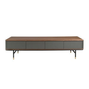 Comoda TV deosebita design LUX Dark Grey-Walnut 200x45cm - Img 7