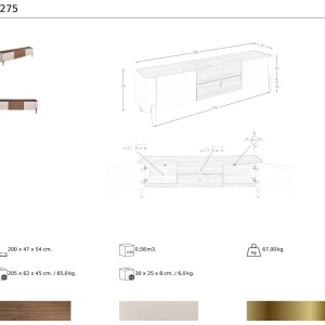 Comoda TV deosebita design LUX Walnut-Bej - Img 6