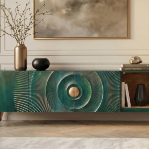 Comoda TV design vintage Golden Sunset 180cm turcoaz - Img 7