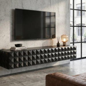 Comoda TV suspendata cu model 3D Vulcano 160cm Mango negru - Img 9