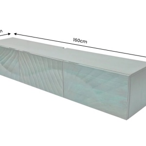 Comoda TV suspendata din lemn de mango Scorpion 160cm, turcoaz - Img 4