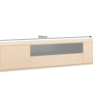 Comoda TV suspendata LOFT 150cm natur/ negru - Img 3