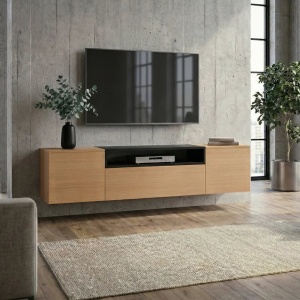 Comoda TV suspendata LOFT 160cm natur/ negru