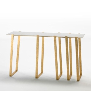 Consola design lux din metal auriu si blat din marmura alba Rhona 69484/00 TN