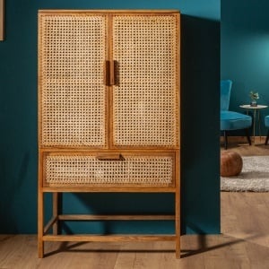 Dulap design oriental din lemn si bambus, Bamboo Lounge 140cm A-39821 VC - Img 6