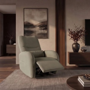 Fotoliu cinema PRIORITY verde, pivotant, functia electrica relax, port USB