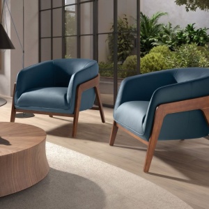 Fotoliu cu design modern piele naturala Petrol blue - Img 2
