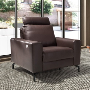 Fotoliu cu functia relax, tapitat cu piele Chocolate Brown