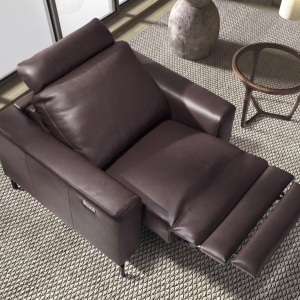 Fotoliu cu functia relax, tapitat cu piele Chocolate Brown - Img 2