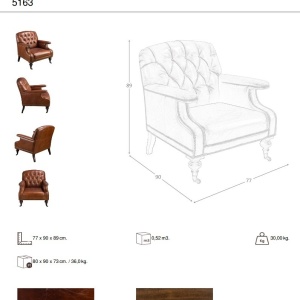 Fotoliu design italian, Piele Naturala, Chesterfield 5163 - Img 10
