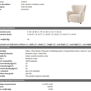 Fotoliu design LUX Svante L brisbane crem 114572 HZ - Img 2