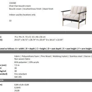 Fotoliu elegant design LUX Elan, Boucle crem - Img 6