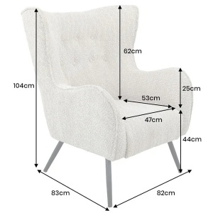 Fotoliu elegant design retro AMSTERDAM boucle greige - Img 5