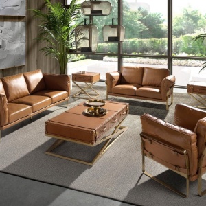 Fotoliu LUX design italian Cowhide camel - Img 7