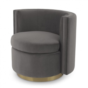 Fotoliu pivotant design elegant Amanda, catifea gri 115148 HZ